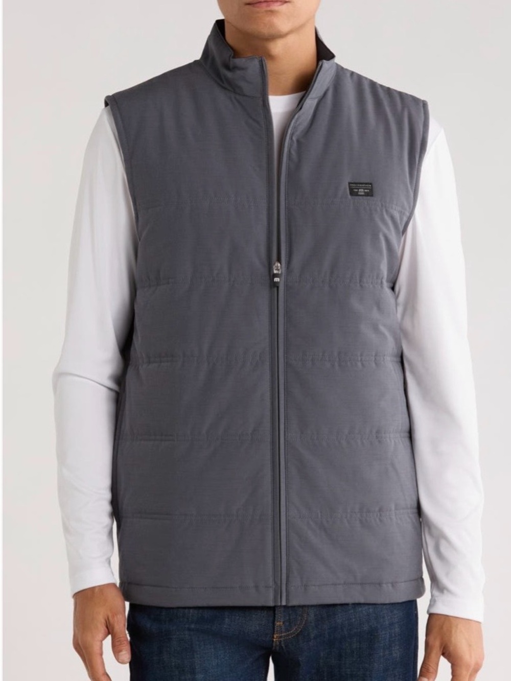 Travis Mathew Cold Heart 2.0 Men's Quilted Full Zip Vest Gray Side Pockets S